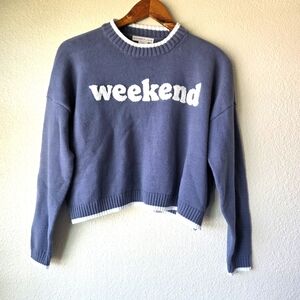Sincerely Jules Women’s Weekend Blue Cropped Sweater Size Small